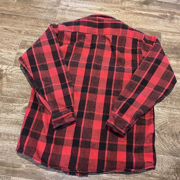 Vintage Five Brothers Flannel Shirt Men’s Medium Buffalo Plaid Red Black Cotton - Picture 6 of 7